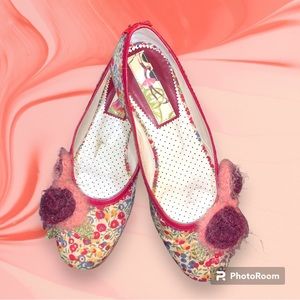 Monica Garcia Red/Pink Floral Ballet Flats Sz 37 (6.5)